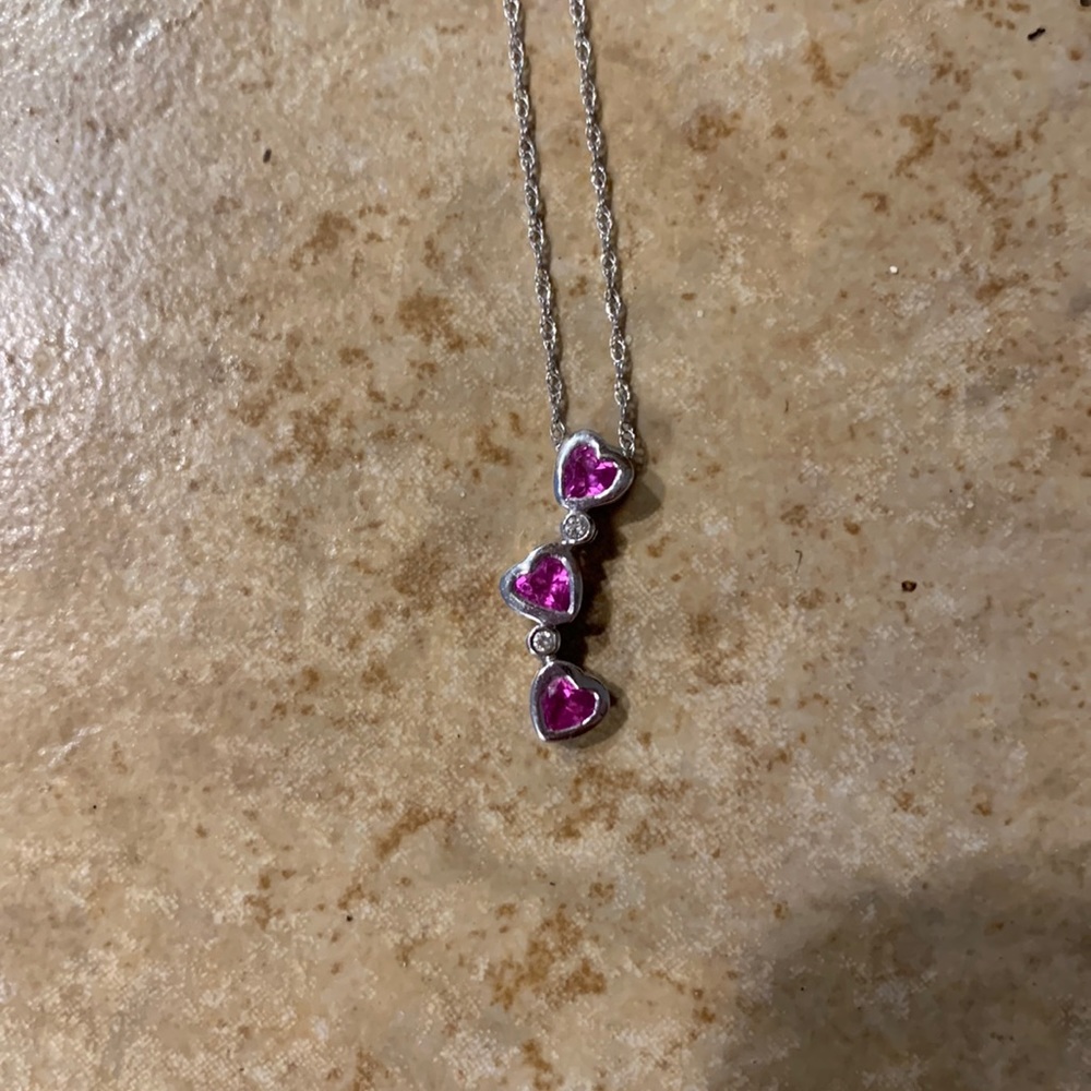 Three Heart Pink Necklack